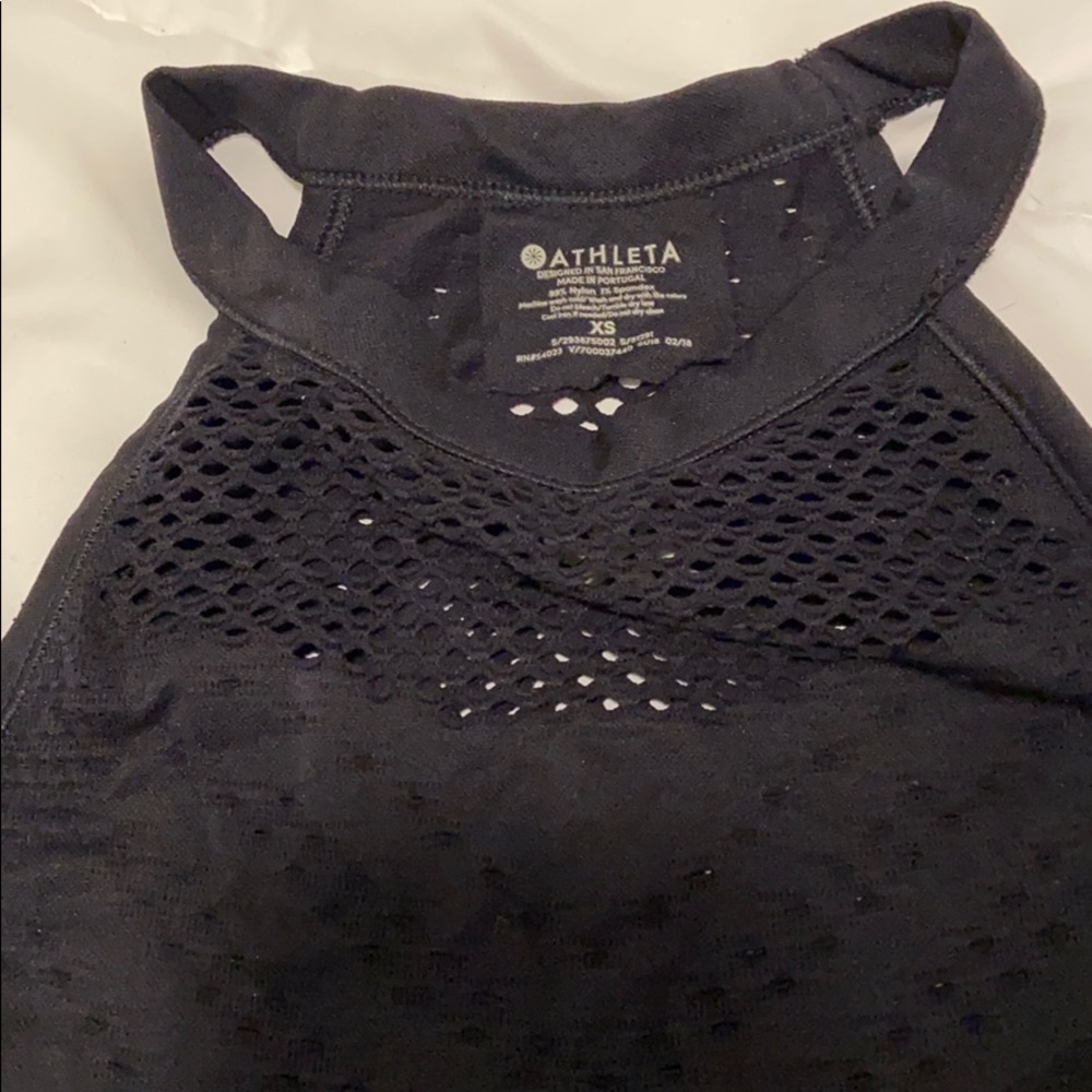 Black Athleta Laser Cut Workout Top